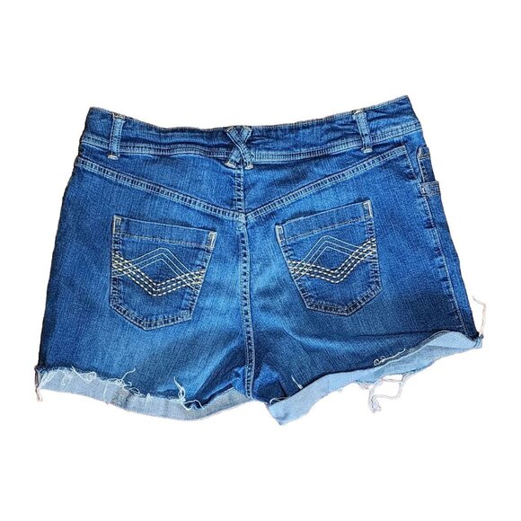 LANE BRYANT Solid Blue Denim Cut Off Shorts with Pockets Womens Plus Size 16 - Picture 4 of 4